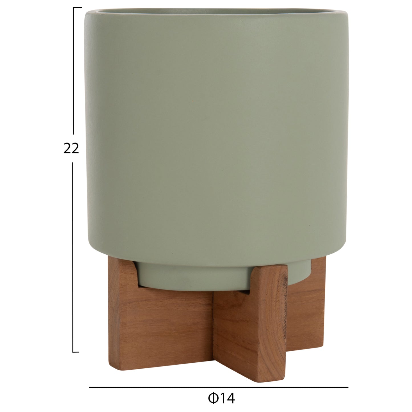 Set 3 Pots/vases With Teak Bases Tanti Hm4685 Fiber Cement In 3 Colors