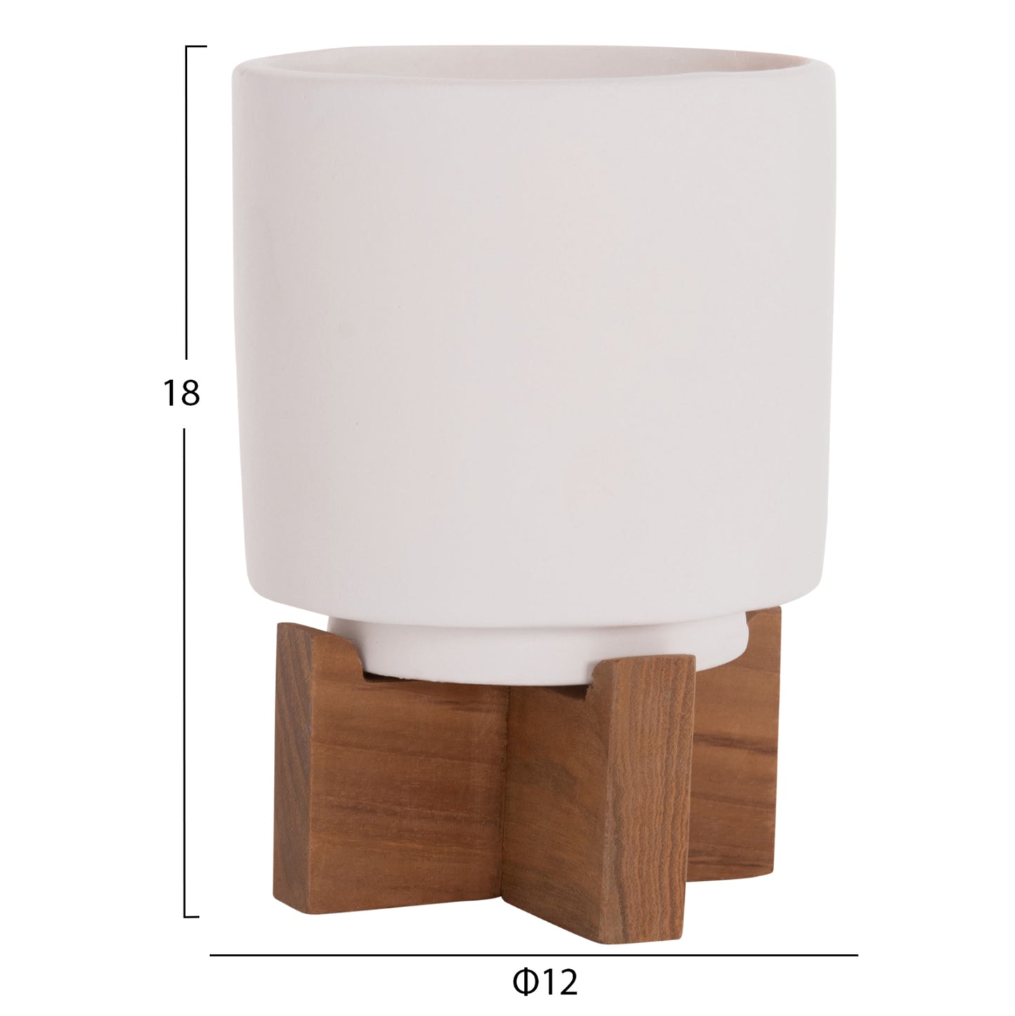 Set 3 Pots/vases With Teak Bases Tanti Hm4685 Fiber Cement In 3 Colors
