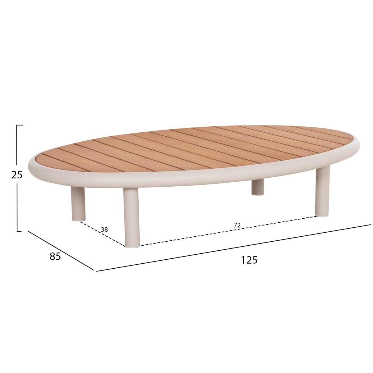 Lounge Set 4pcs Roman Hm6425.02 Cream White Aluminum--beige Olefin Fabric--teak Wood