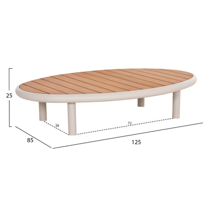 Lounge Set 4pcs Roman Hm6425.02 Cream White Aluminum--beige Olefin Fabric--teak Wood