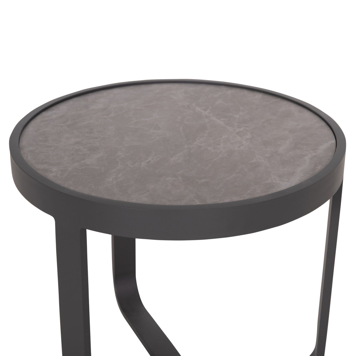 Round Side Table Devious Sm6440.01 Charcoal Aluminum--grey Sintered Stone Top Φ45x41h