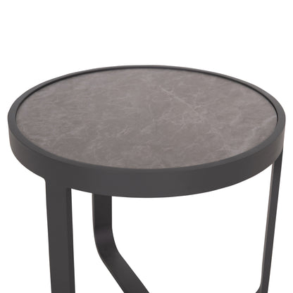 Round Side Table Devious Sm6440.01 Charcoal Aluminum--grey Sintered Stone Top Φ45x41h