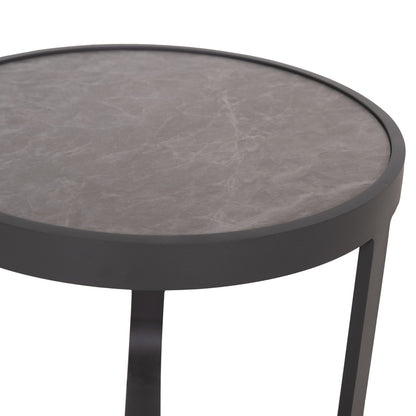 Round Side Table Devious Sm6440.01 Charcoal Aluminum--grey Sintered Stone Top Φ45x41h