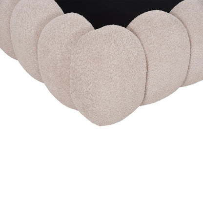 King-size Bed Bubble Sm758.03 Chenille Fabric In Light Beige-- For Mattress 180x200cm