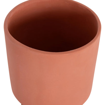 Set 3 Pots/vases With Teak Bases Tanti Hm4685 Fiber Cement In 3 Colors