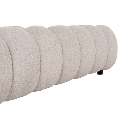 King-size Bed Bubble Sm758.03 Chenille Fabric In Light Beige-- For Mattress 180x200cm