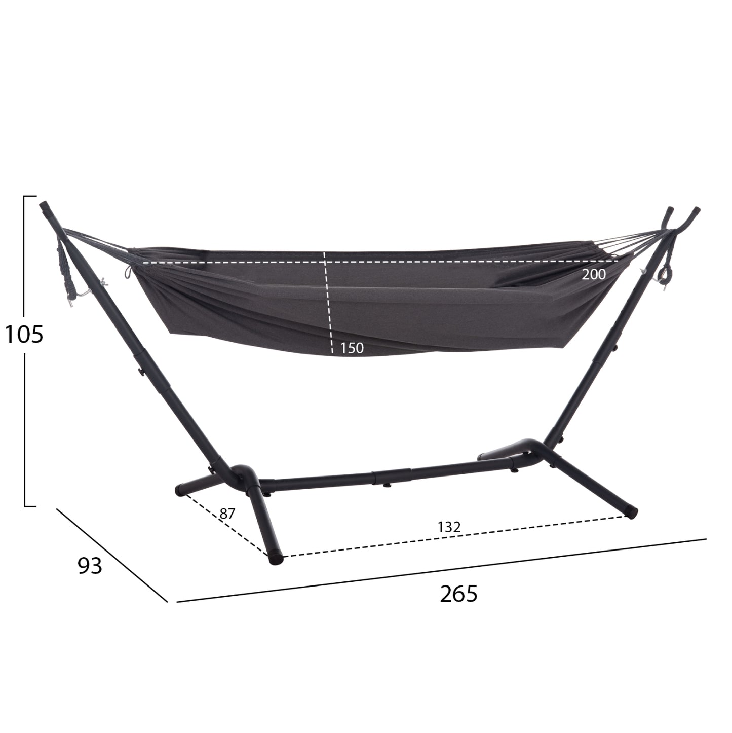 Hammock Crave Hm6304.01 Anthracite Metal Frame-dark Grey Fabric 265x93x105hcm.