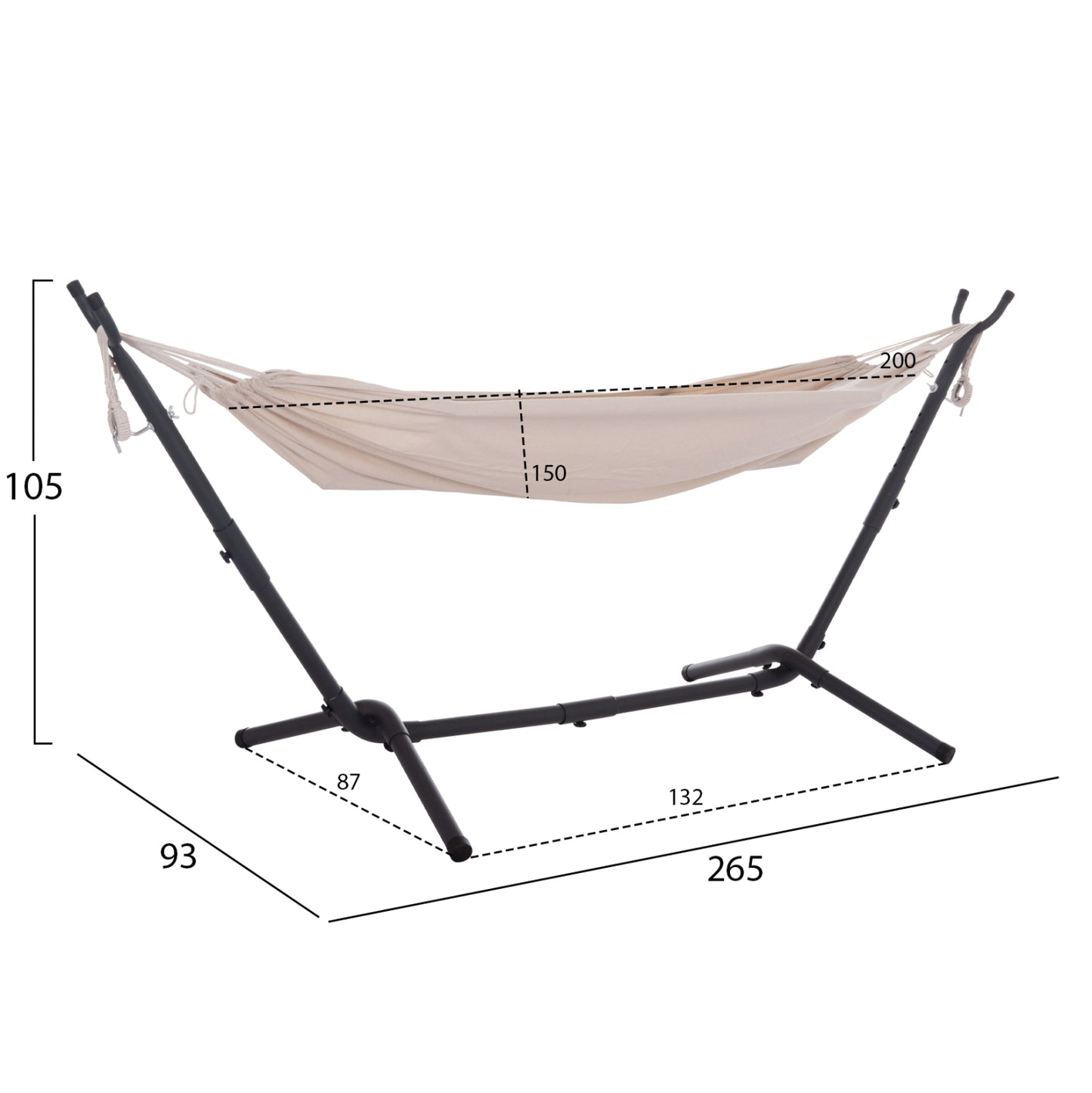 Hammock Crave Hm6304.02 Anthracite Metal Frame-beige Fabric 265x93x105hcm.