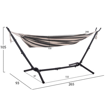 Hammock Crave Hm6304.03 Anthracite Metal Frame-blue Fabric With White Stripes 265x93x105hcm.