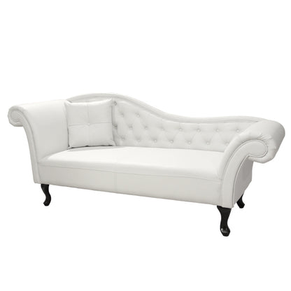 Recliner Couch Chesterfield-style Niovi Hm3007.02 Pu In White-black Wooden Legs 190x61x84hcm.
