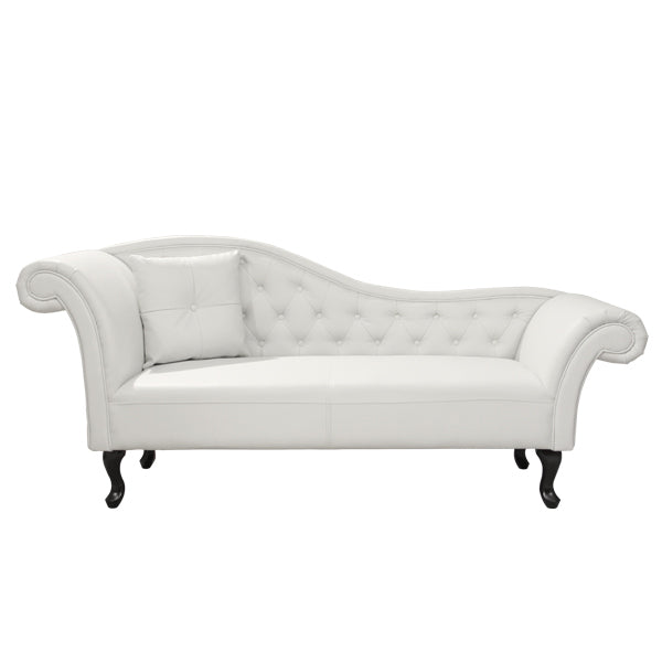 Recliner Couch Chesterfield-style Niovi Hm3007.02 Pu In White-black Wooden Legs 190x61x84hcm.