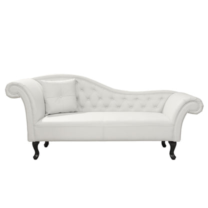 Recliner Couch Chesterfield-style Niovi Hm3007.02 Pu In White-black Wooden Legs 190x61x84hcm.
