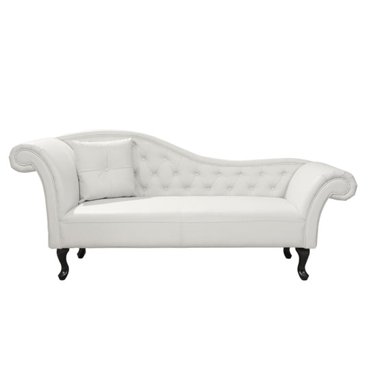 Recliner Couch Chesterfield-style Niovi Hm3007.02 Pu In White-black Wooden Legs 190x61x84hcm.