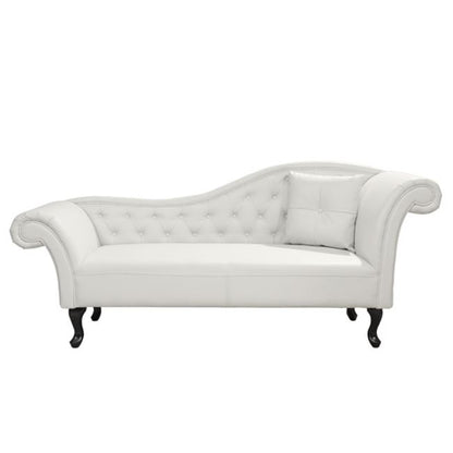 Recliner Couch (right)chesterfield-style Niovi Hm3008.02 Pu In White-black Wooden Legs 190x61x84hcm.