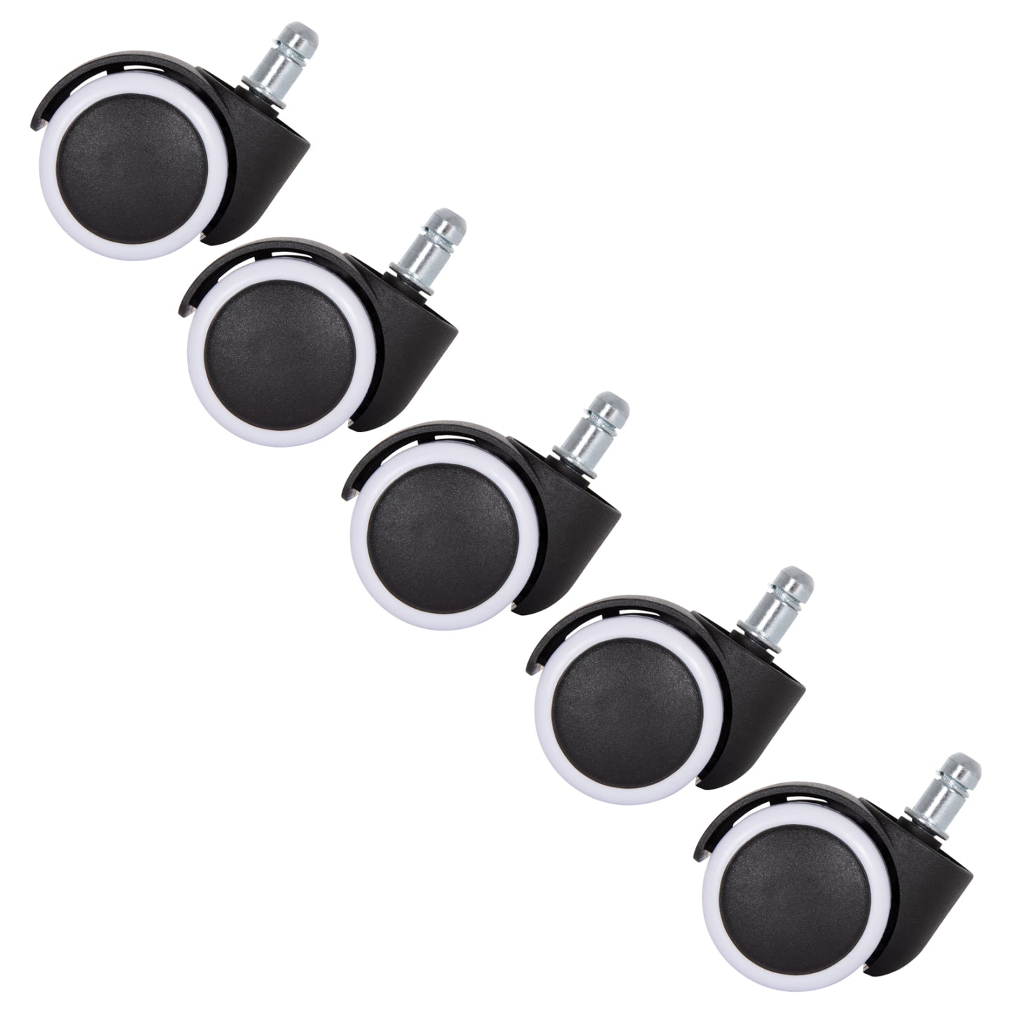 Replacement Castor Wheels 5pcs Set For Office Chairs Hm1203--black & White