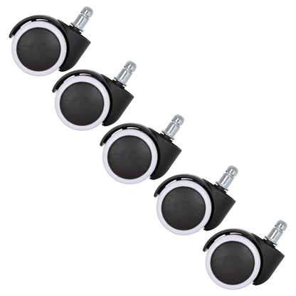 Replacement Castor Wheels 5pcs Set For Office Chairs Hm1203--black & White