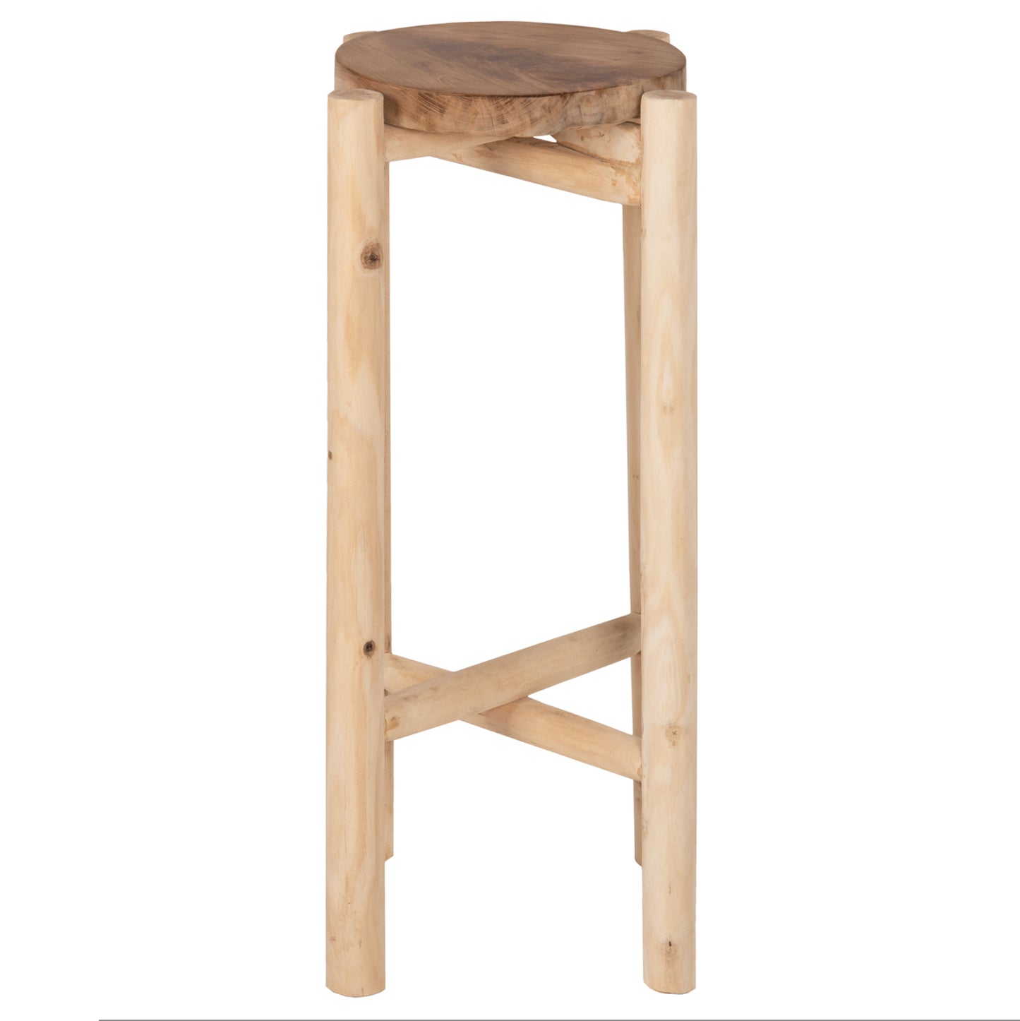 Flower Pedestal Hm7935 Teak Wood In Natural Color Φ30x75,5hcm.