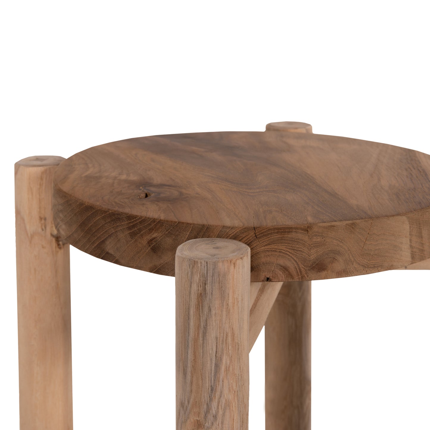 Flower Pedestal Hm7935 Teak Wood In Natural Color Φ30x75,5hcm.