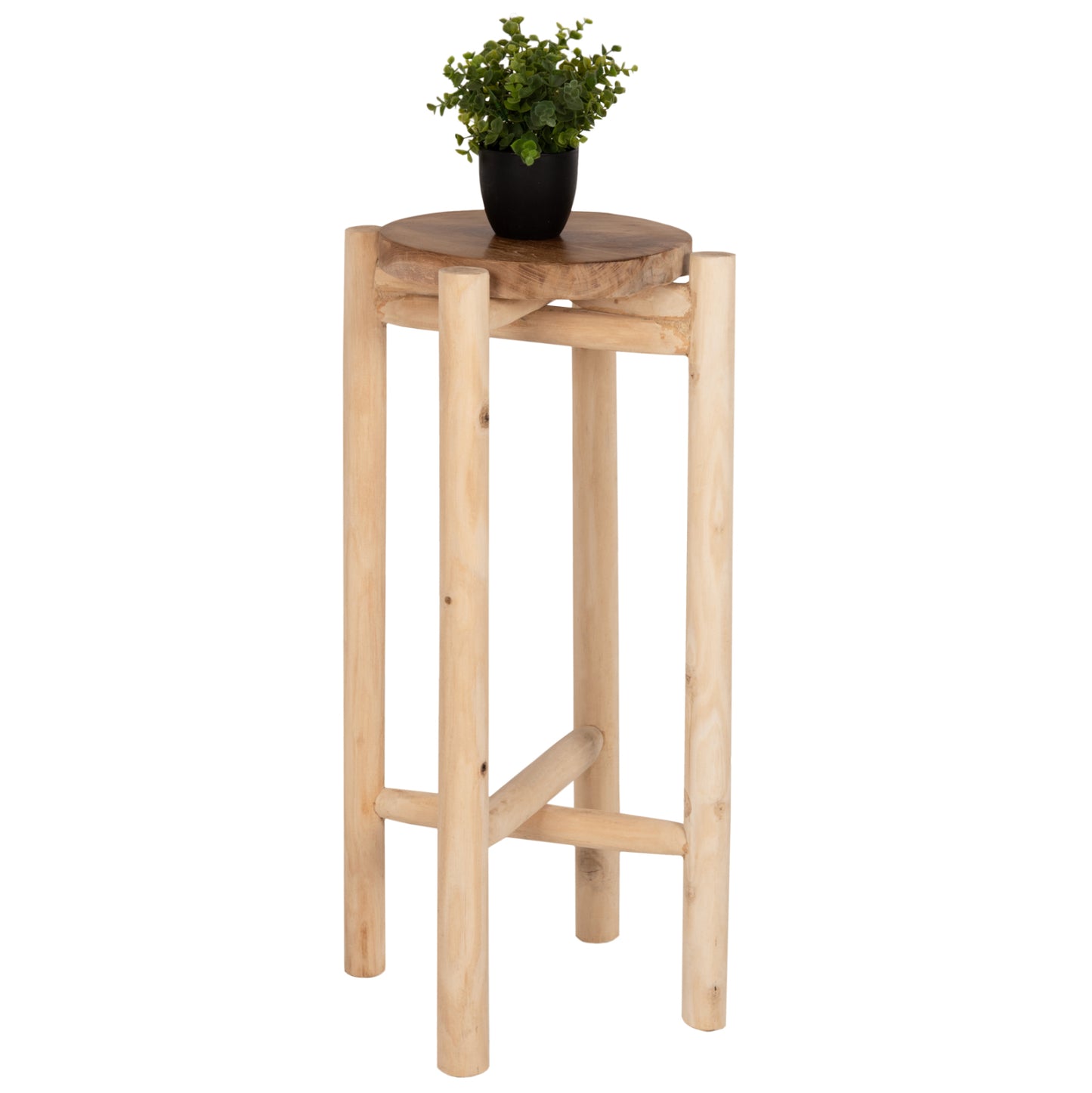 Flower Pedestal Hm7935 Teak Wood In Natural Color Φ30x75,5hcm.