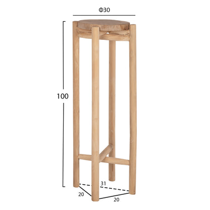 Flower Pedestal Hover Hm7936 Teak Wood In Natural Color Φ30x100hcm.