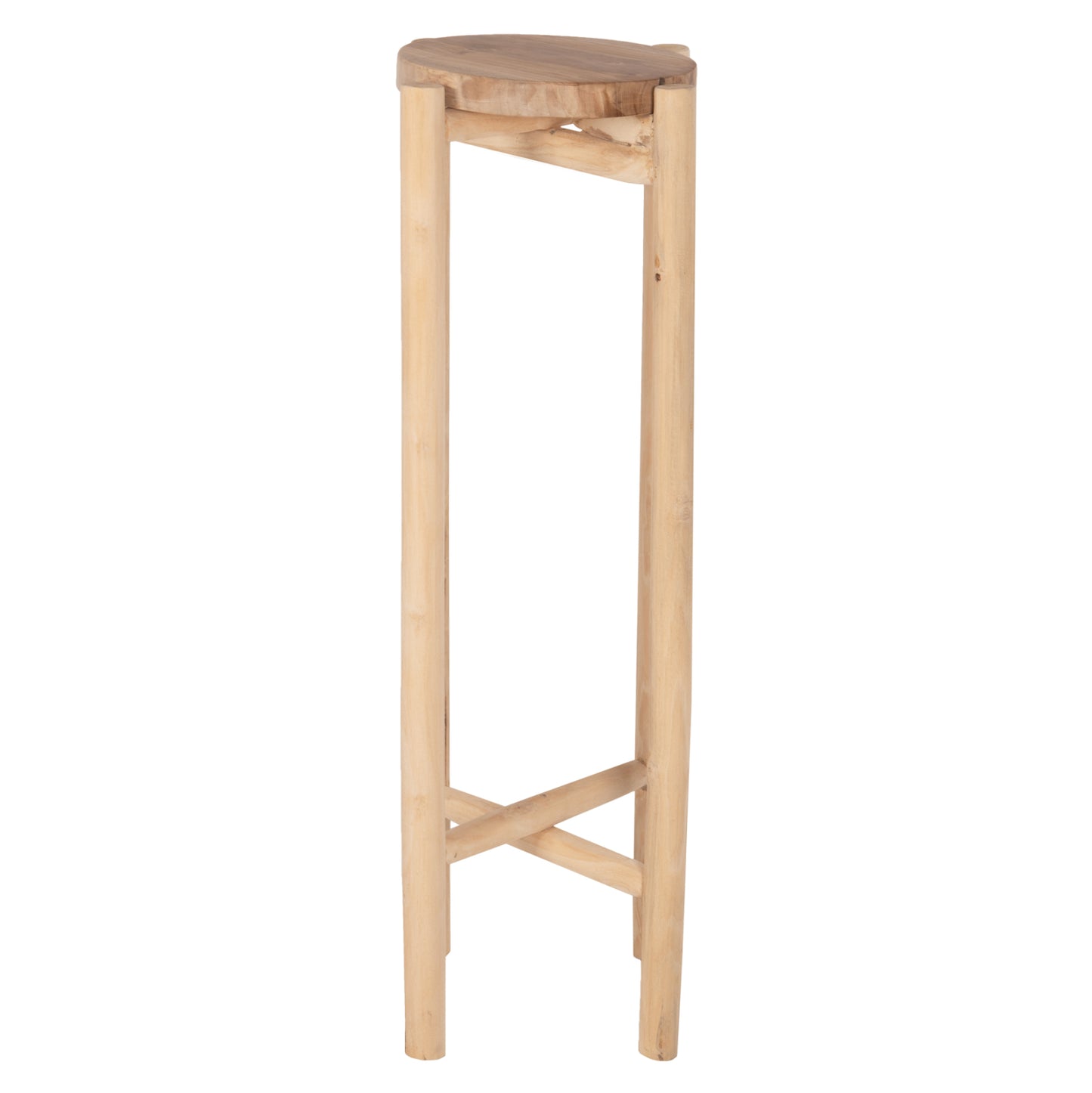 Flower Pedestal Hover Hm7936 Teak Wood In Natural Color Φ30x100hcm.