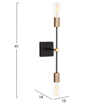 Wall Sconce Saber2 Hm4465 Metal In Black & Gold 10x14x41hcm.