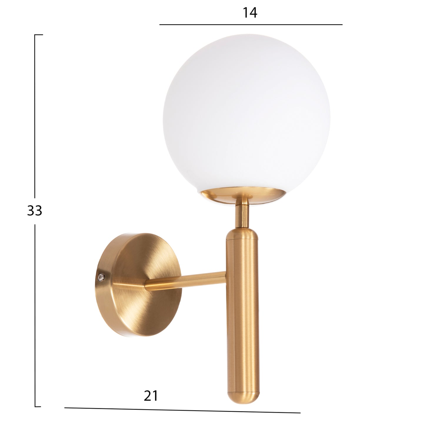 Wall Sconce Homy Hm4470 Metal Base In Gold-glass [e27] 14x21x33hcm.