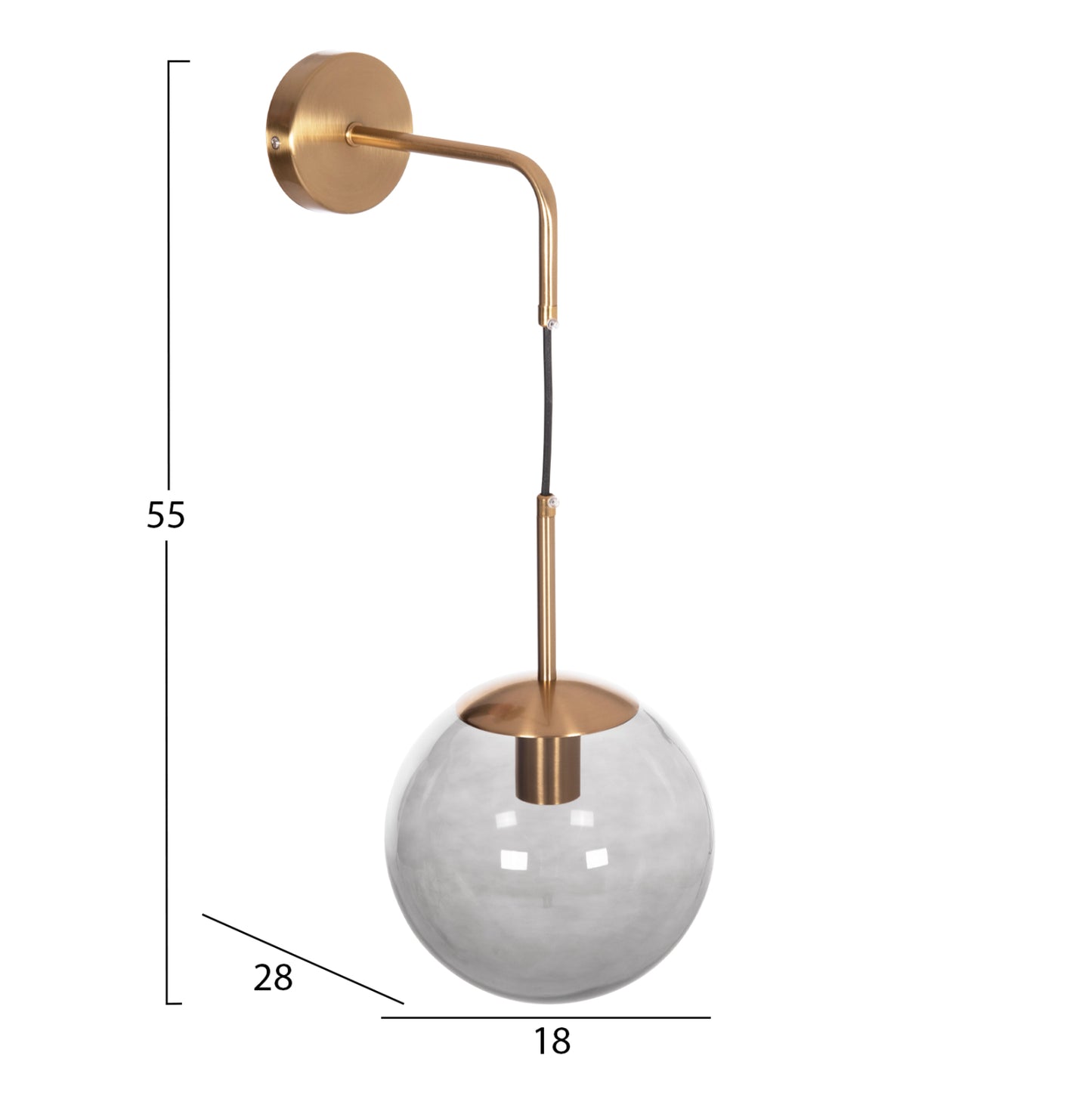 Wall Sconce Gyda Hm4473 Metal In Gold-glass 18x28x55hcm.