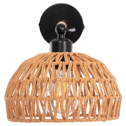 Wall Sconce Glide Hm4475 Metal Base-hemp Rope-[e27] 22x22x35-21hcm.