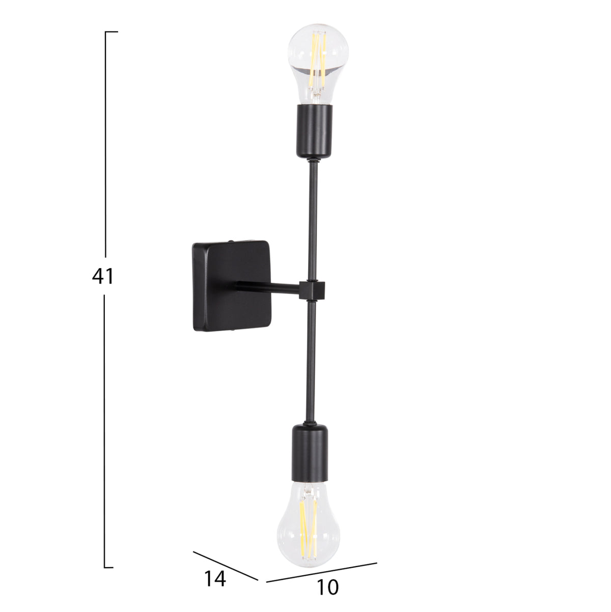 Wall Sconce Saber Hm4477 Metal In Black 10x14x41hcm.