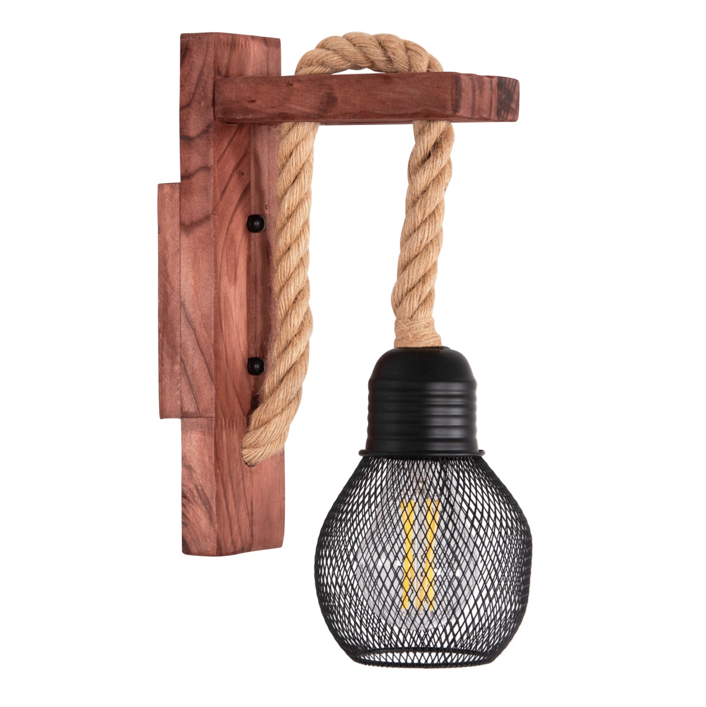 Wall Sconce Barn2 Hm4480 Wooden Base-hemp Rope-metal 12x19.5x29hcm.