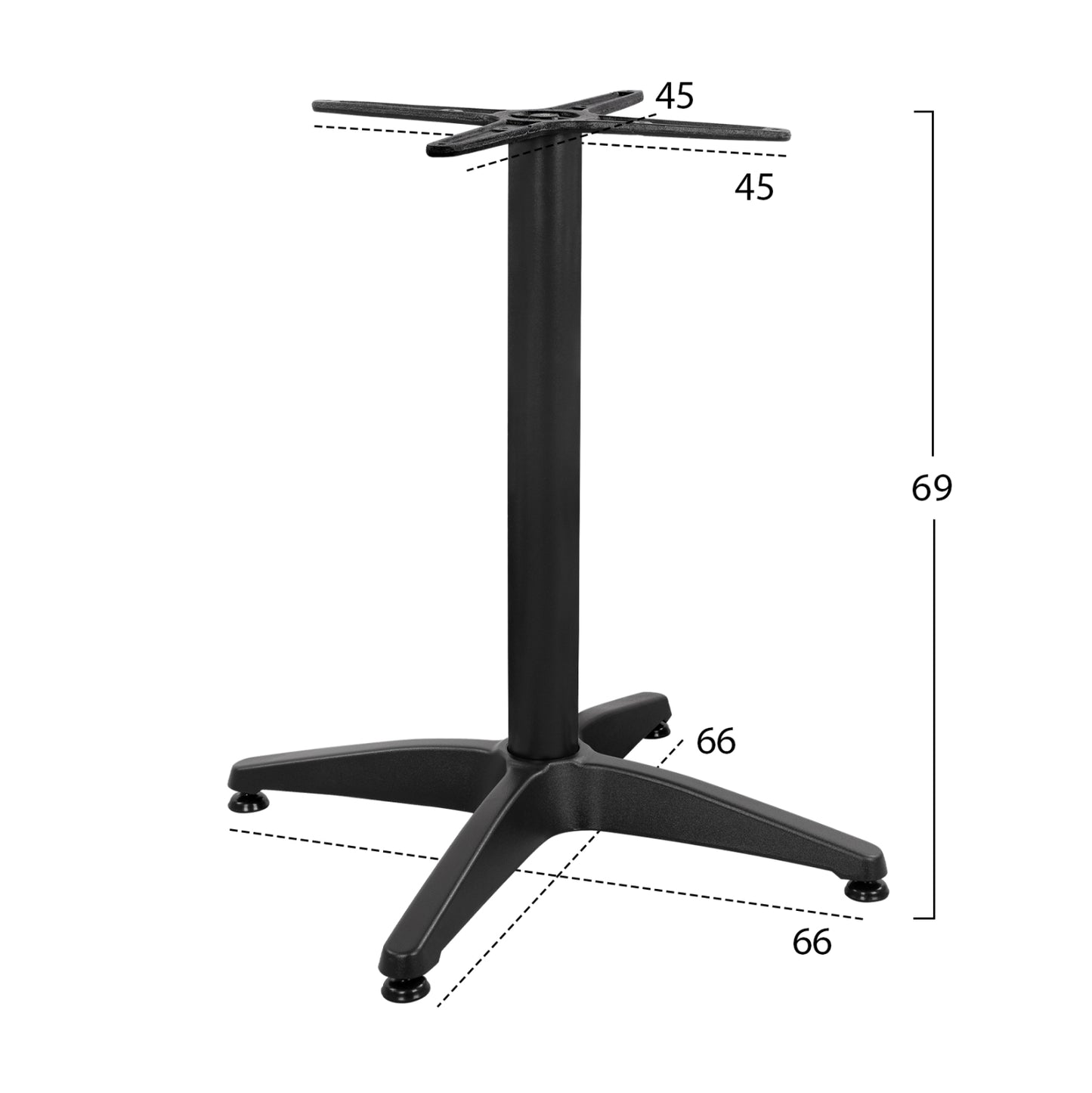 Aluminum Base 4legs 65x65x70cm With Cross 48x48cm Hm448.03 Black