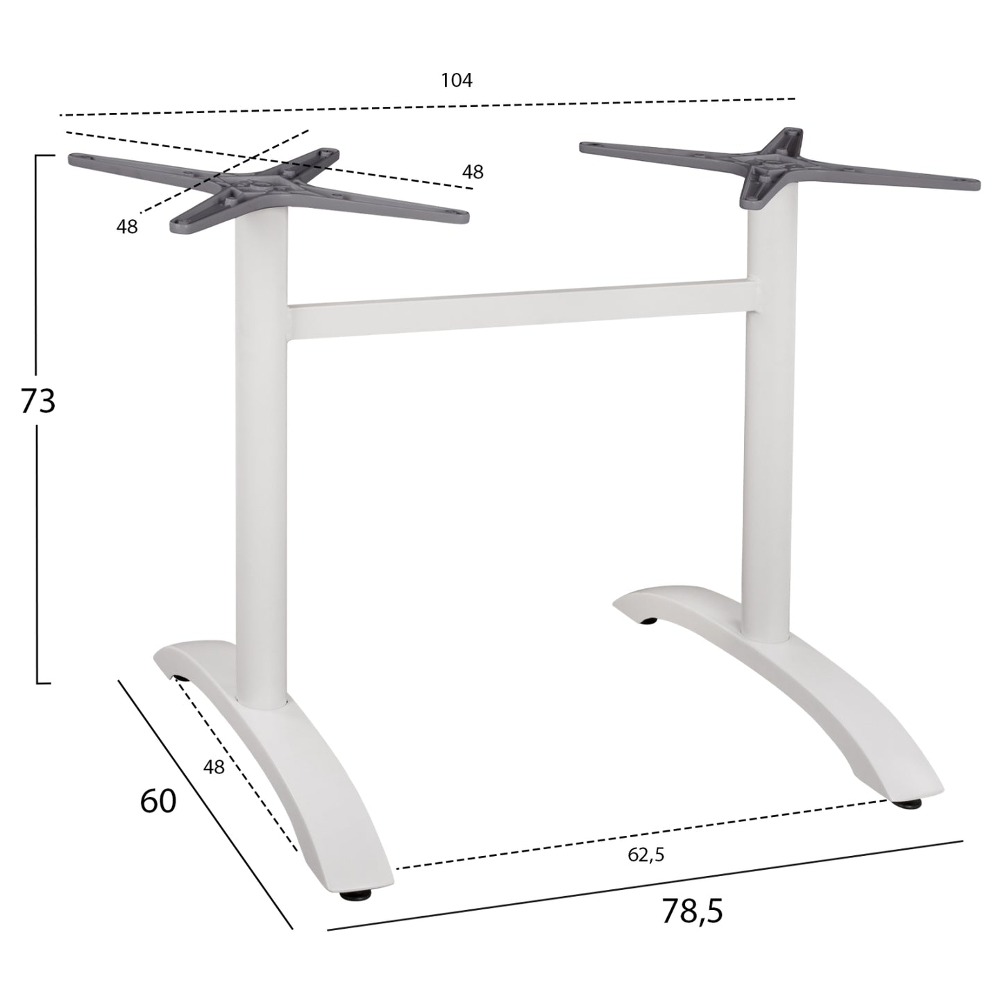 Aluminum Base 2 Legs Hm461.02 White 78,5x60x73