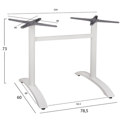 Aluminum Base 2 Legs Hm461.02 White 78,5x60x73