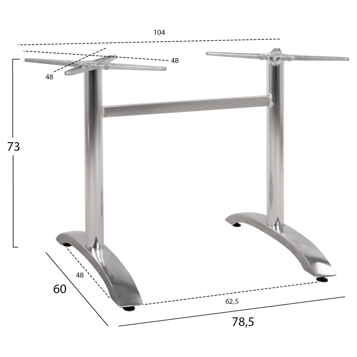 Aluminum Base 2 Legs Hm461.03 Chromed 78,5x60x73cm