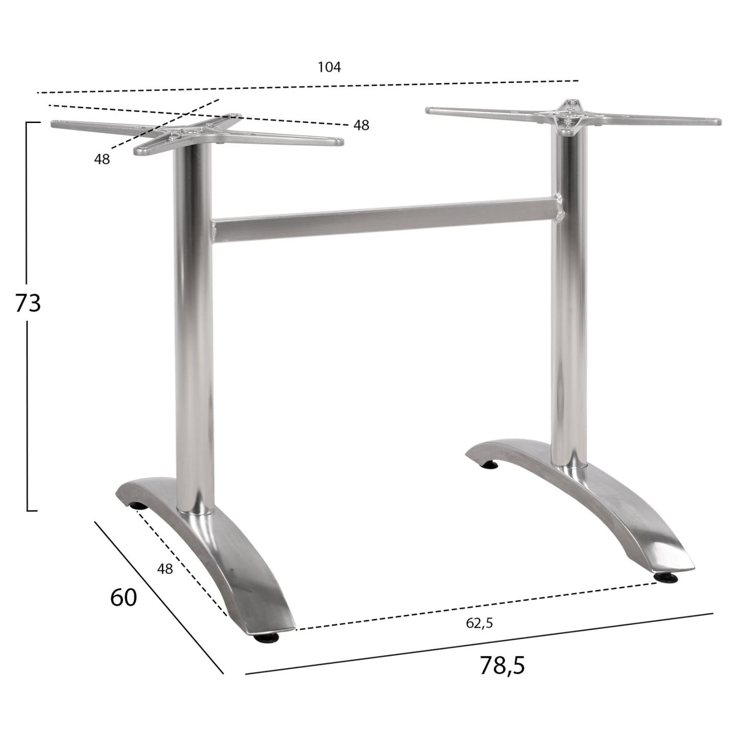 Aluminum Base 2 Legs Hm461.03 Chromed 78,5x60x73cm