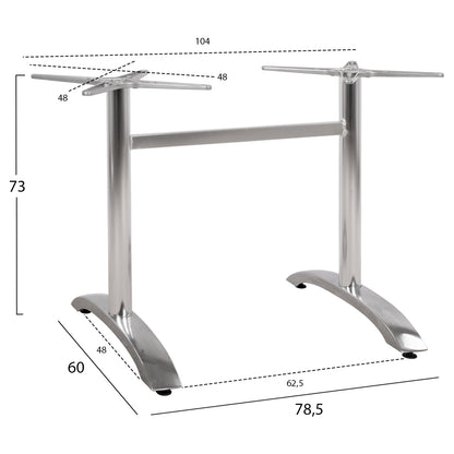 Aluminum Base 2 Legs Hm461.03 Chromed 78,5x60x73cm