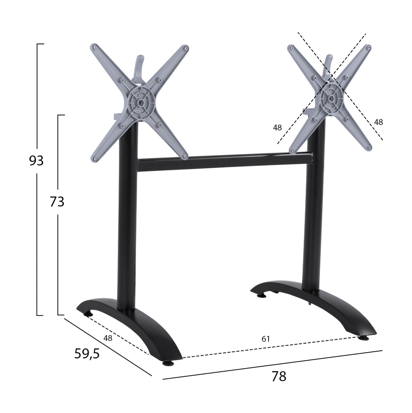 Aluminum Base 2 Column Hm468.01 Black Matte 78x59.5x73cm