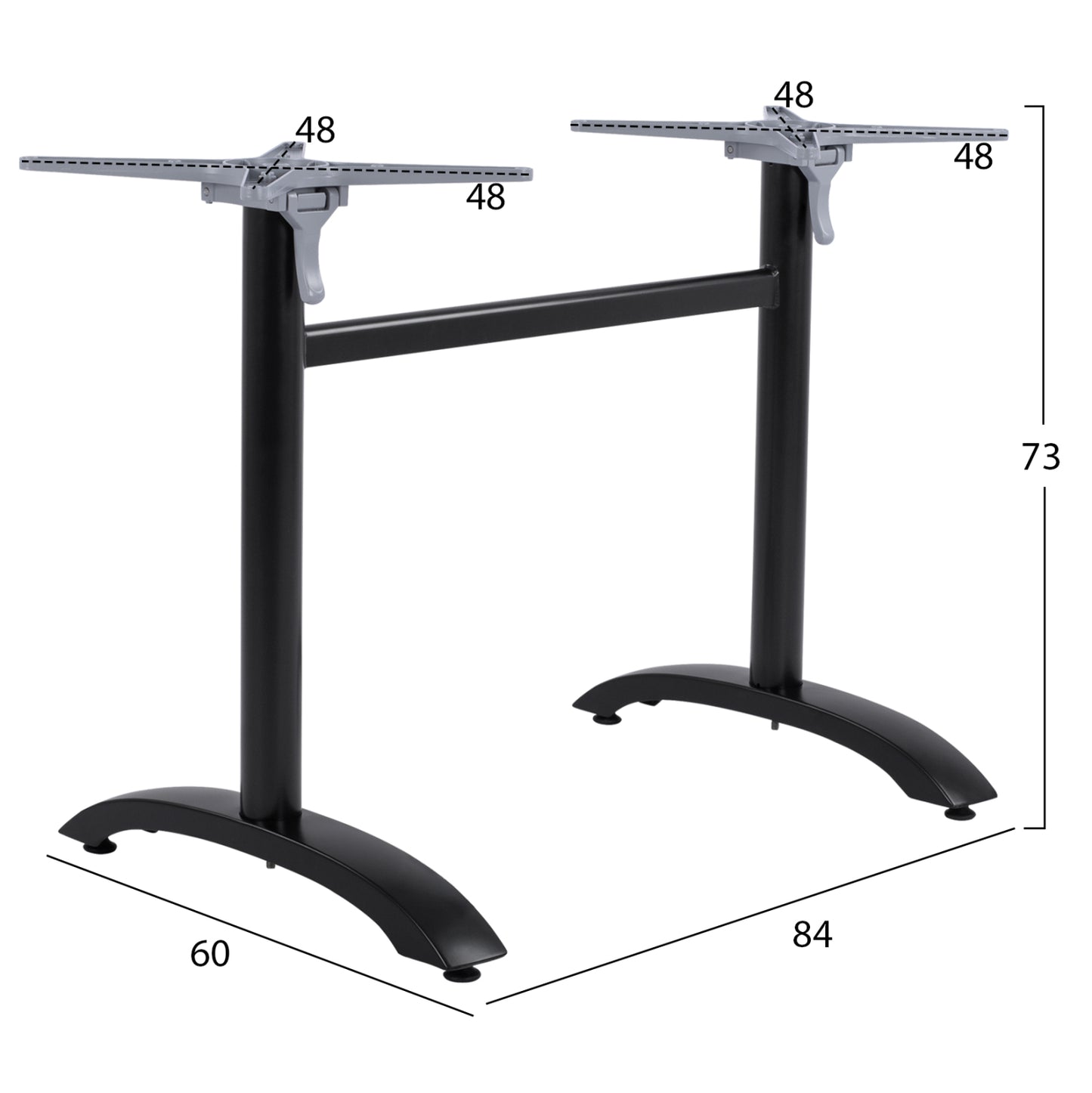 Aluminum Base 2 Column Hm468.01 Black Matte 78x59.5x73cm