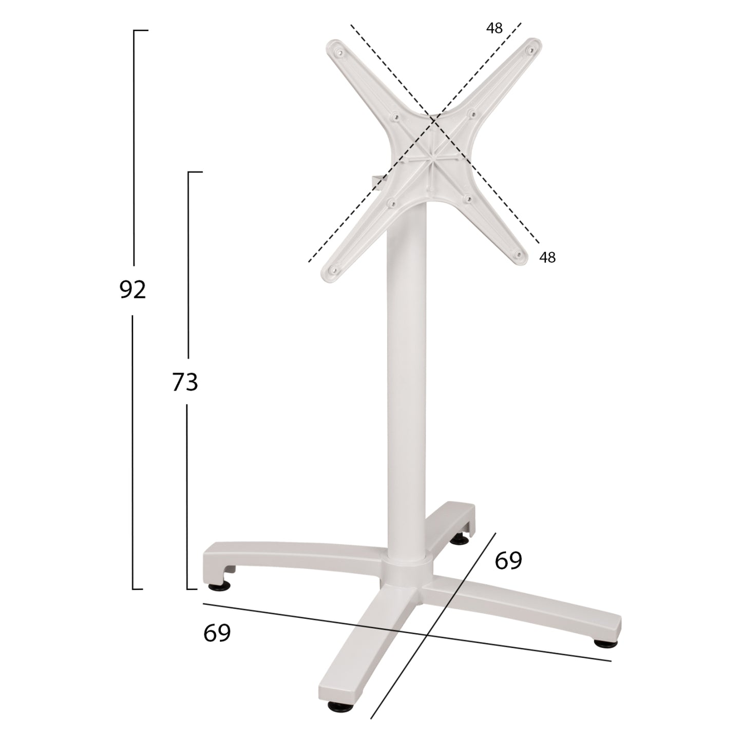 Aluminum Base Folding White Matte 69x69x73cm With Cross Hm459.02