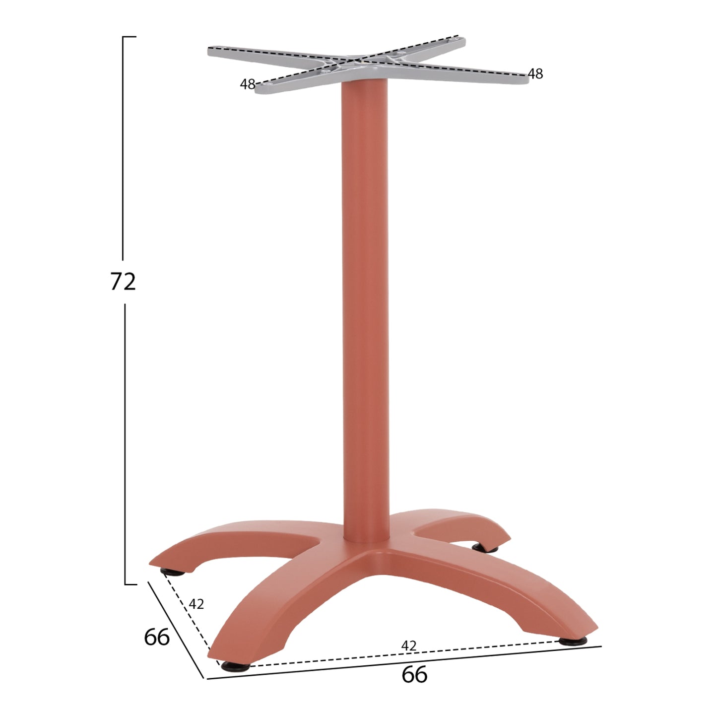 Aluminum Table Base Hm460.27 Terracotta 66x66x72hcm. Cross 48x48cm.