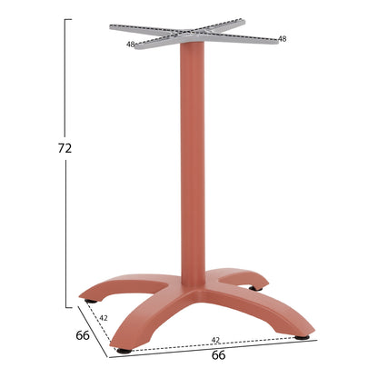 Aluminum Table Base Hm460.27 Terracotta 66x66x72hcm. Cross 48x48cm.