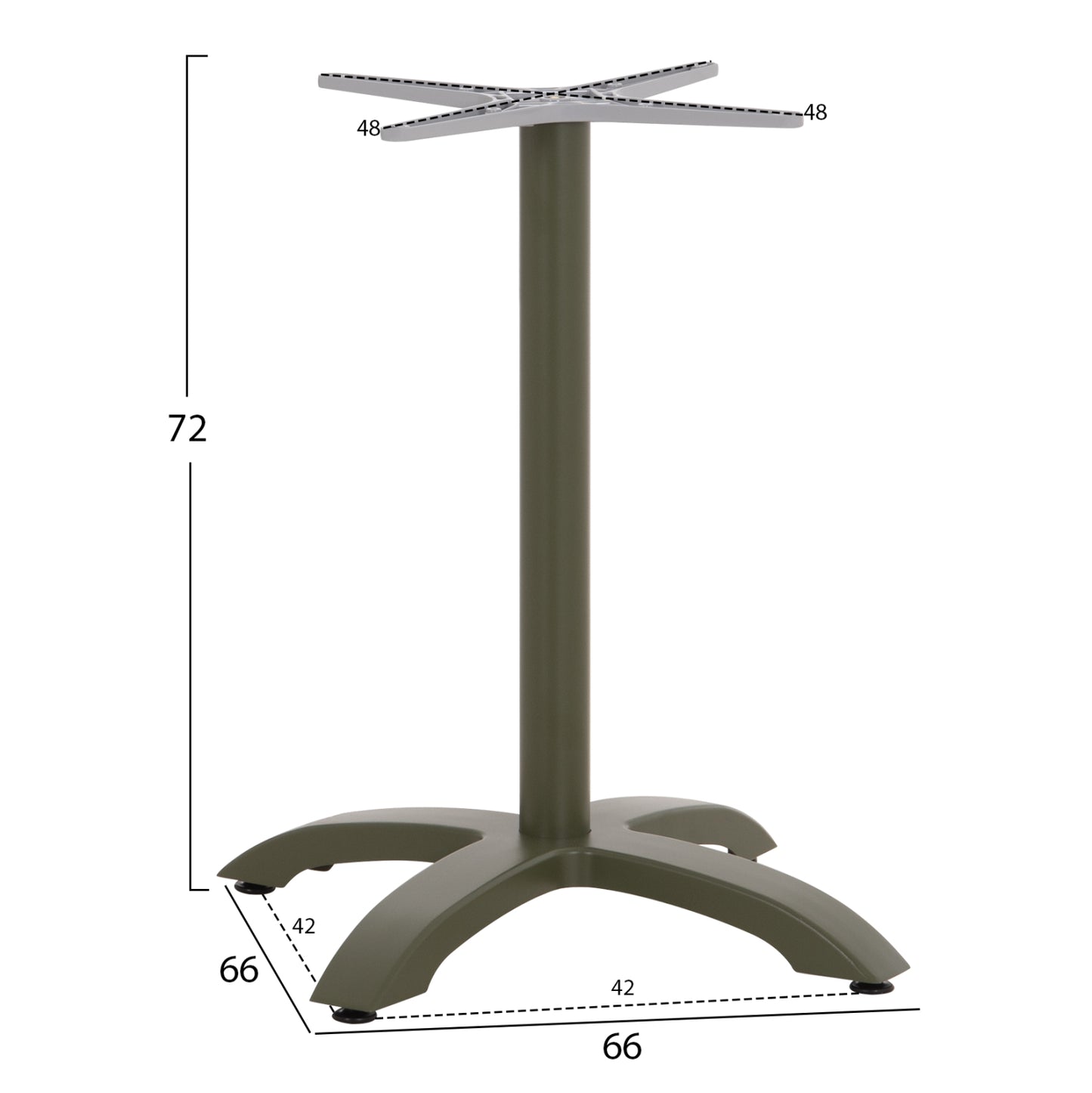 Aluminum Table Base Hm460.28 Green 66x66x72hcm. Cross 48x48cm.