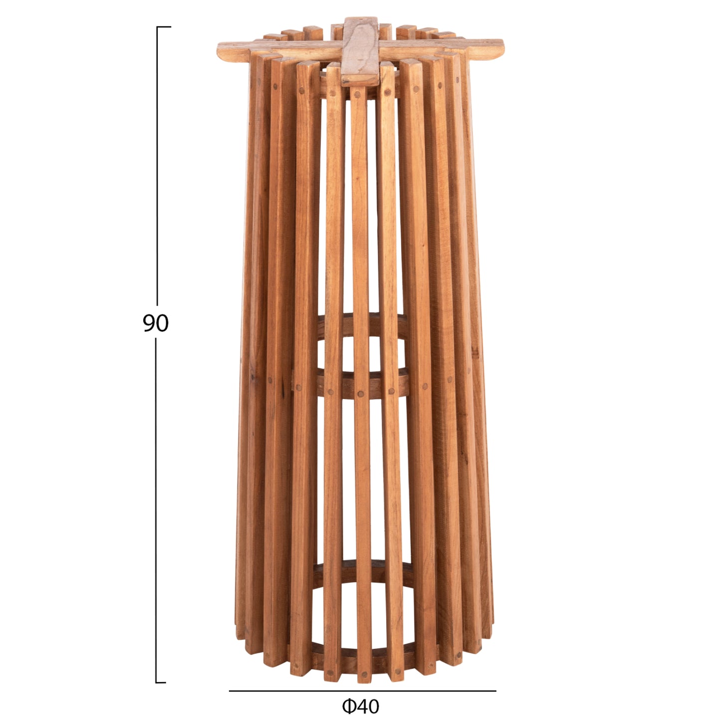 Indoor Bar Stand Base/legs Med.height Round Frantz Fb99857.11 Mindi Wood In Natural Φ40x90hcm.