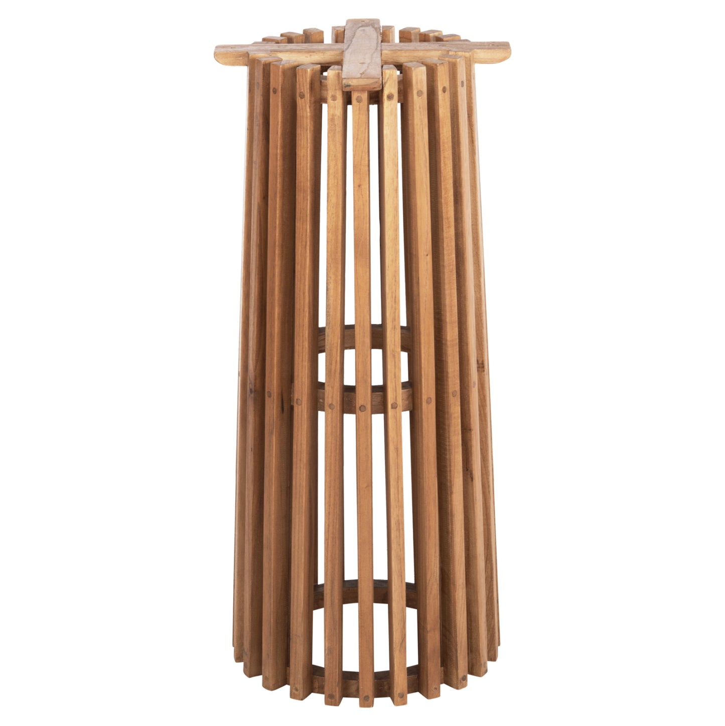 Indoor Bar Stand Base/legs Med.height Round Frantz Fb99857.11 Mindi Wood In Natural Φ40x90hcm.