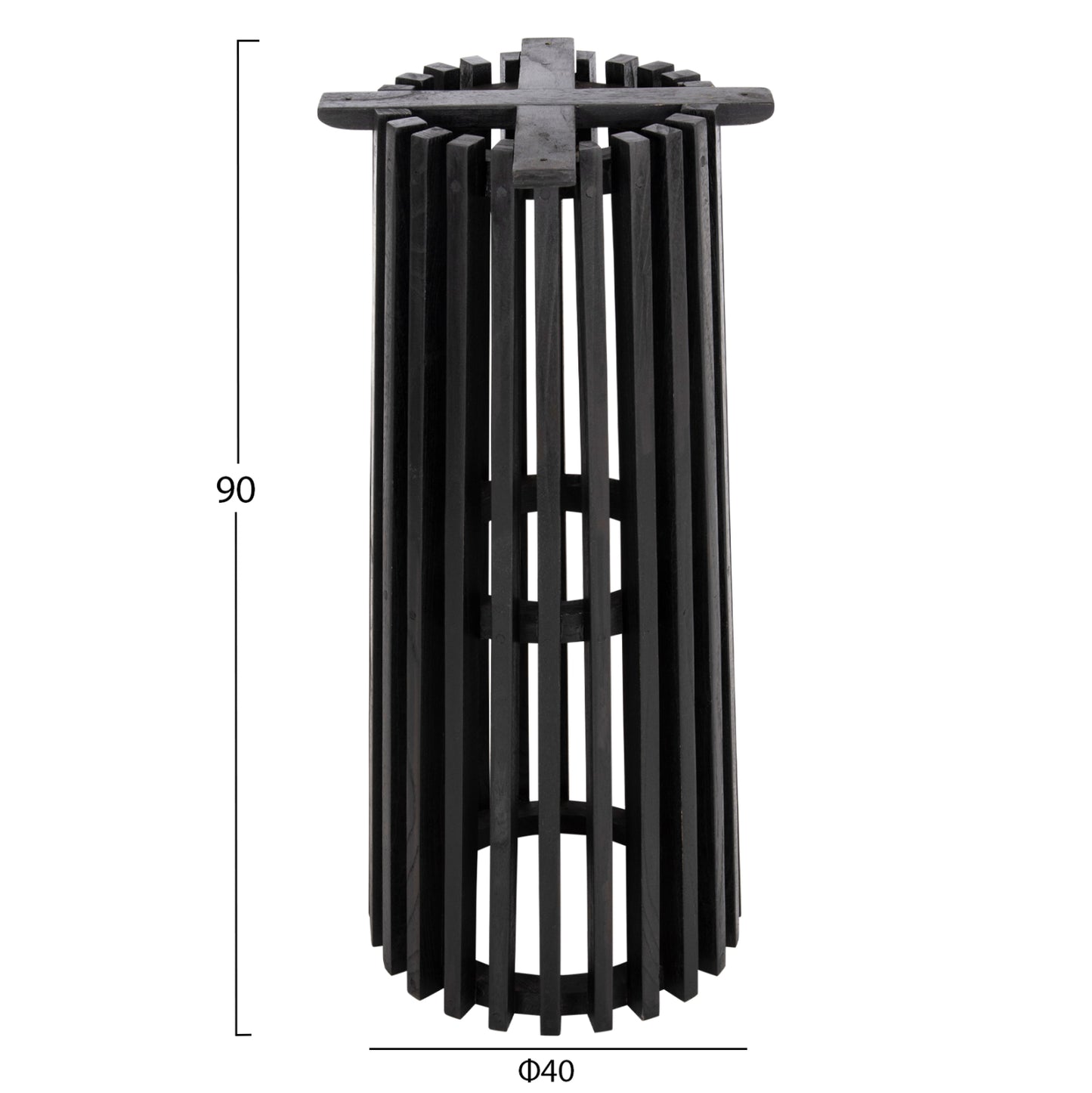 Indoor Bar Stand Base/legs Med.height Round Frantz Hm9857.12 Mindi Wood In Black Φ40x90hcm.