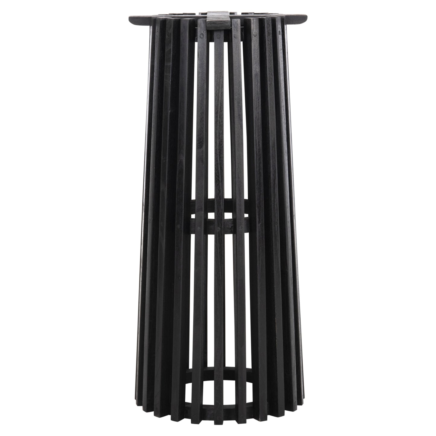 Indoor Bar Stand Base/legs Med.height Round Frantz Hm9857.12 Mindi Wood In Black Φ40x90hcm.