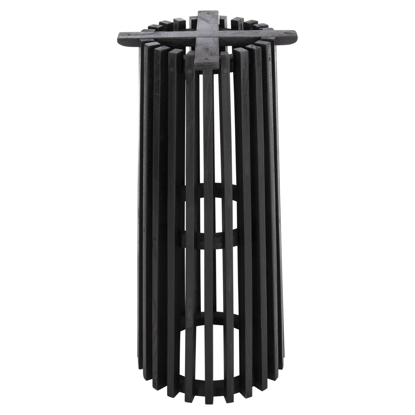 Indoor Bar Stand Base/legs Med.height Round Frantz Hm9857.12 Mindi Wood In Black Φ40x90hcm.