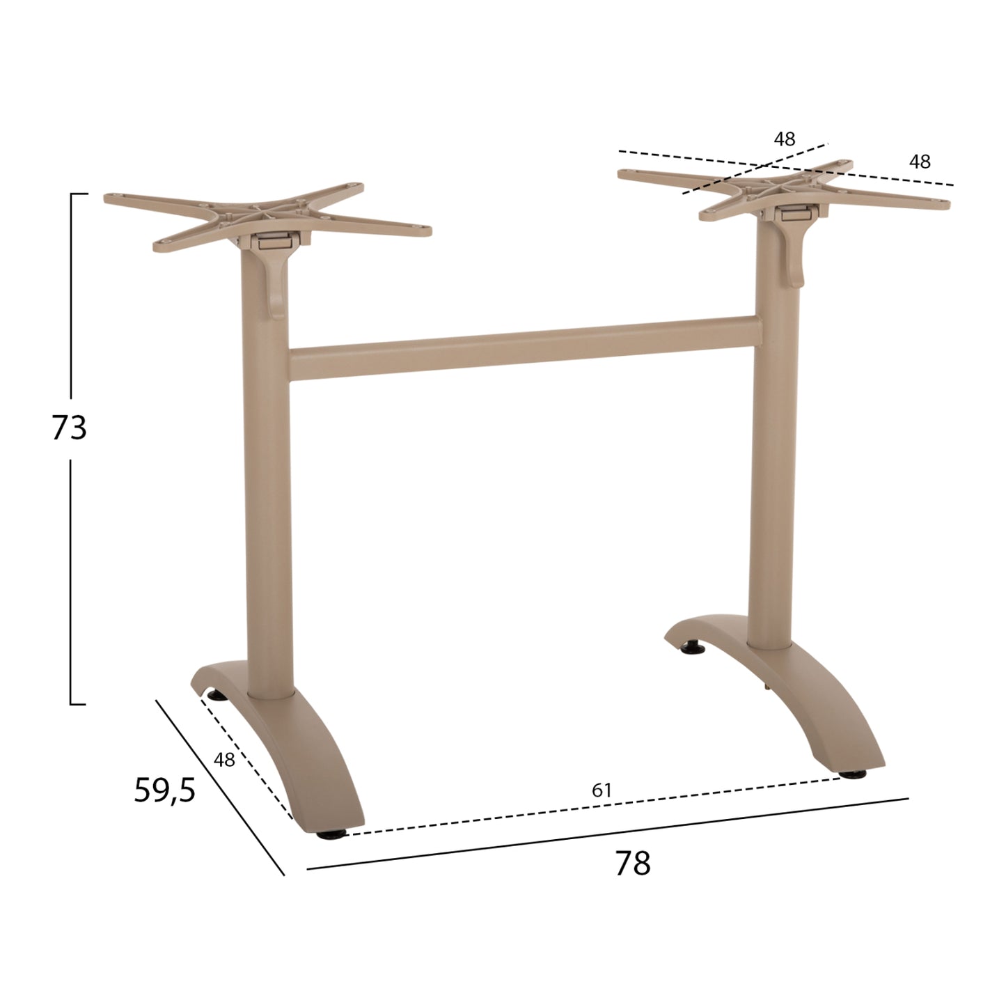 Table Base 2-column With Folding Crosses Hm468.25 Aluminum In Cappuccino 78x59.5x73h
