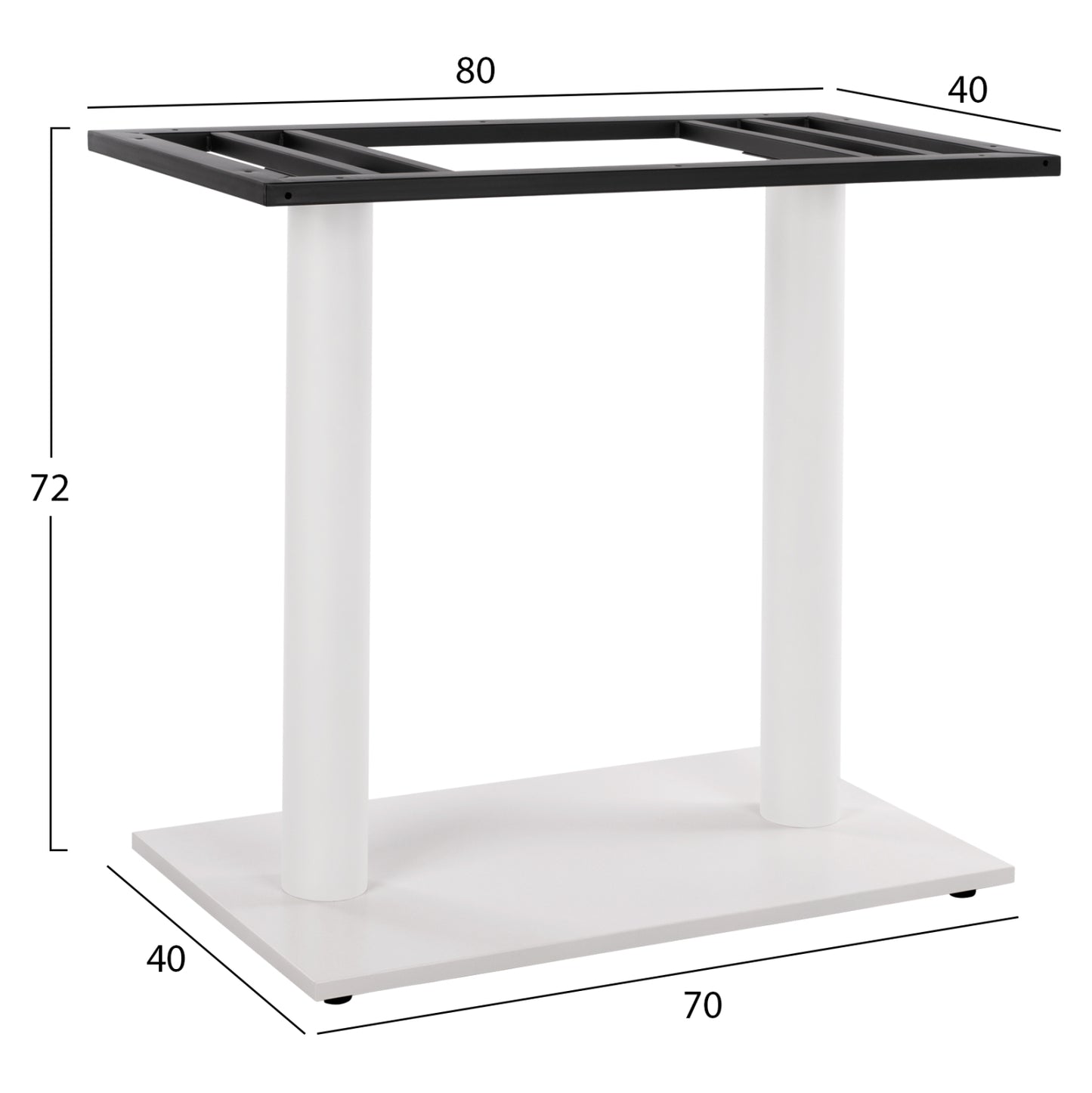 Base Metallic Double White Matte 80x40x72 With Adjusters Hm435.12